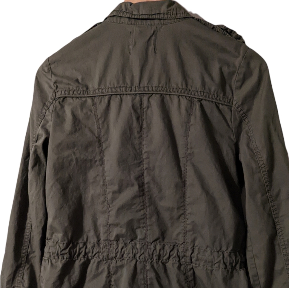 Ashley International Military Cotton Olive Zip Pull Tab Elastic Utility Jacket - Picture 11 of 15